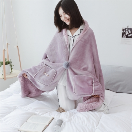 91家纺网 家纺一手货源 找家纺 静家居 直播引流利器-多功能懒人毯 深海蓝