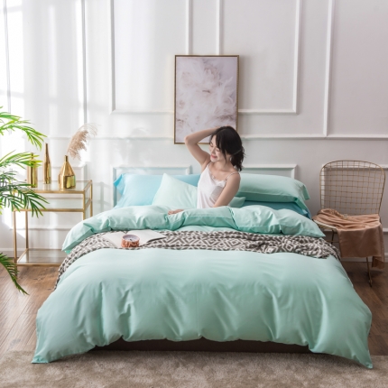 馨蕊家居 60长绒棉纯色款浅色系薄荷绿