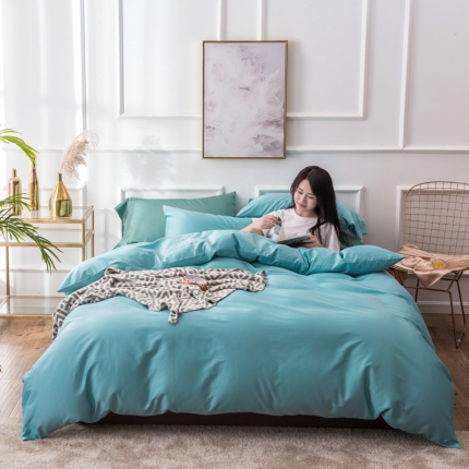 馨蕊家居 60长绒棉纯色款浅色系翠青