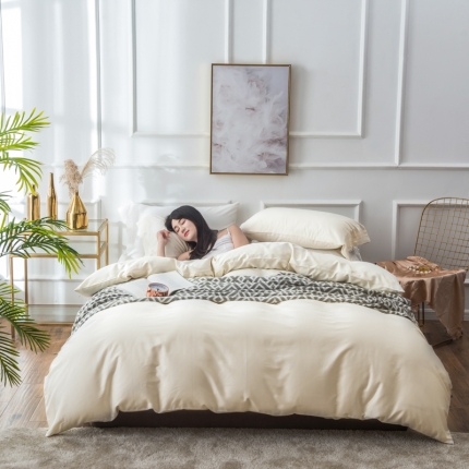 馨蕊家居 60长绒棉纯色款浅色系象牙白