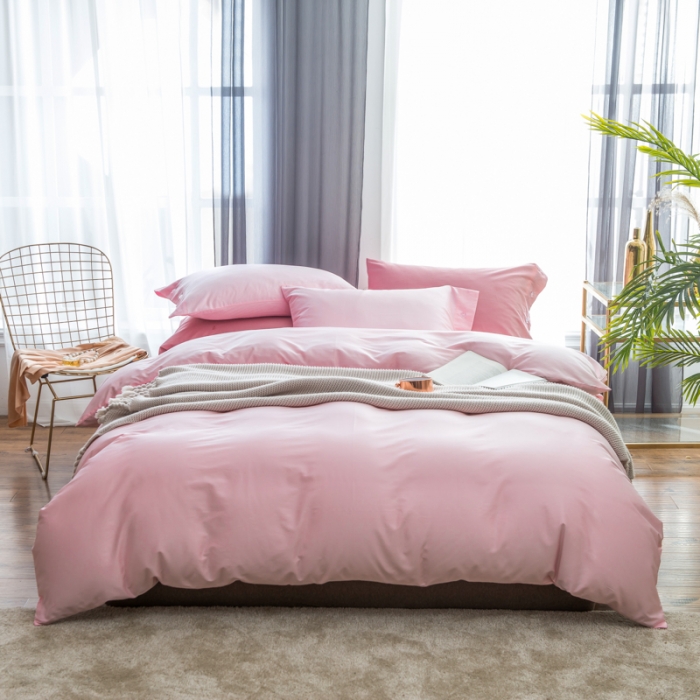 91家纺网 家纺一手货源 找家纺 馨蕊家居 60长绒棉纯色款浅色系优雅粉