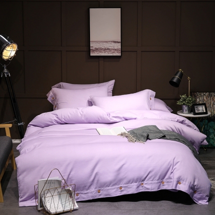 91家纺网 家纺一手货源 找家纺 馨蕊家居 2018秋冬新品纯棉色织磨毛（人字尼）薰衣草紫