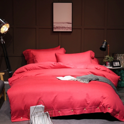 91家纺网 家纺一手货源 找家纺 馨蕊家居 2018秋冬新品纯棉色织磨毛（人字尼）玛莎红