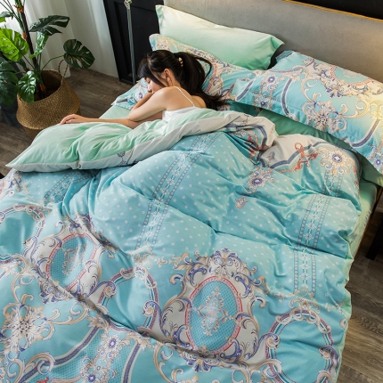 91家纺网 家纺一手货源 找家纺 （总）馨蕊家居 2018秋冬新品印花棉加绒四件套