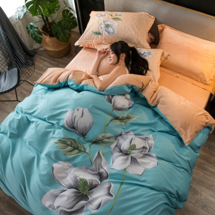 馨蕊家居 2018秋冬新品印花棉加绒四件套 花语