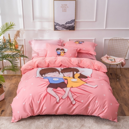 馨蕊家居 2018秋冬新品印花棉加绒四件套 野蛮女友