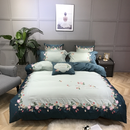 91家纺网 家纺一手货源 找家纺 馨蕊家居 60s双股埃及长绒棉四件套 蜜语时光