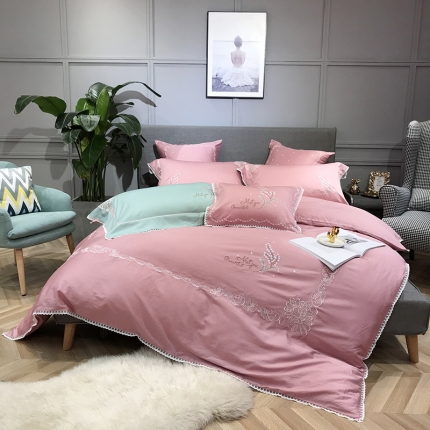 91家纺网 家纺一手货源 找家纺 （总）馨蕊家居 2021新款60长绒棉绣花四件套