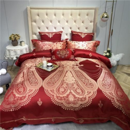 馨蕊家居 100支高精密婚庆系列四件套 奢华嫁衣-金