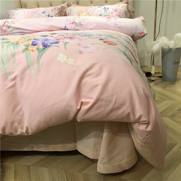 91家纺网 家纺一手货源 找家纺 馨蕊家居 2018秋冬新品印花-AB版全棉四件套 靓丽花季