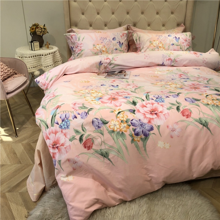 91家纺网 家纺一手货源 找家纺 馨蕊家居 2018秋冬新品印花-AB版全棉四件套 靓丽花季