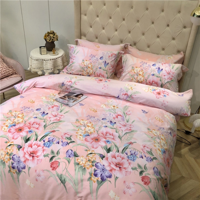 91家纺网 家纺一手货源 找家纺 馨蕊家居 2018秋冬新品印花-AB版全棉四件套 靓丽花季