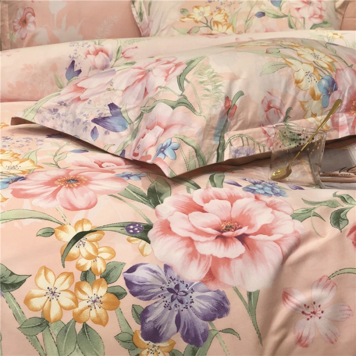 91家纺网 家纺一手货源 找家纺 馨蕊家居 2018秋冬新品印花-AB版全棉四件套 靓丽花季