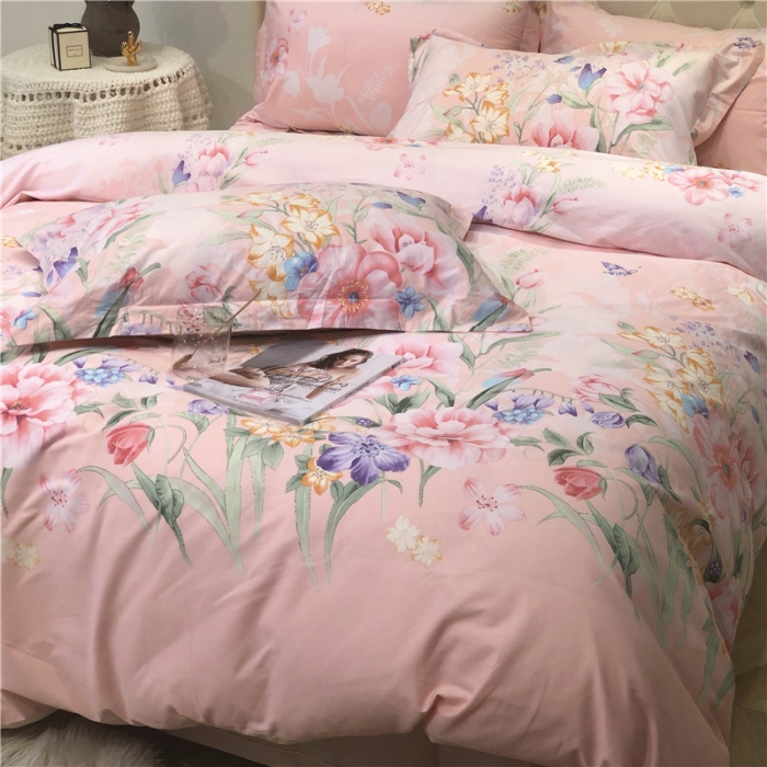 91家纺网 家纺一手货源 找家纺 馨蕊家居 2018秋冬新品印花-AB版全棉四件套 靓丽花季