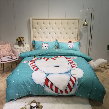 馨蕊家居 2018秋冬新品印花-AB版全棉四件套 淘气熊