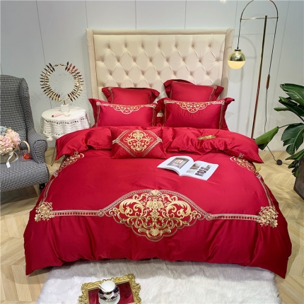 91家纺网 家纺一手货源 找家纺 馨蕊家居 60s双股埃及长绒棉四件套 伯爵-温莎红