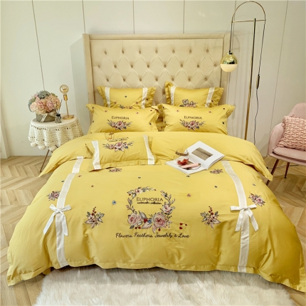 91家纺网 家纺一手货源 找家纺 （总）馨蕊家居 2021新款60长绒棉绣花四件套