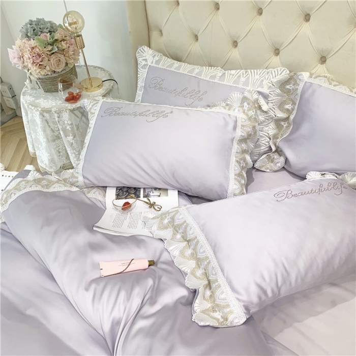 91家纺网 家纺一手货源 找家纺 馨蕊家居 2021新款天丝绣花系列四件套 邂逅-高雅灰