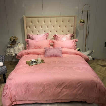 馨蕊家居 60仿丝绵提花四件套 炫彩玫瑰-玉