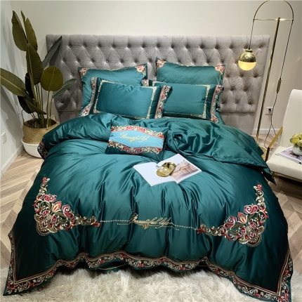 91家纺网 家纺一手货源 找家纺 馨蕊家居2021春夏新品高定系列100支长绒棉四件套唐顿庄园