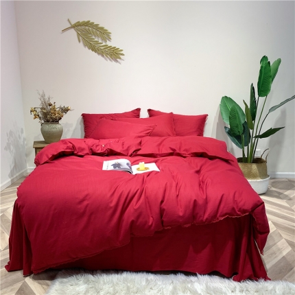 馨蕊家居 天丝棉麻四件套邂逅-威尼斯红