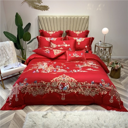 91家纺网 家纺一手货源 找家纺 馨蕊家居 100支高端婚庆四件套多件套 百子闹喜