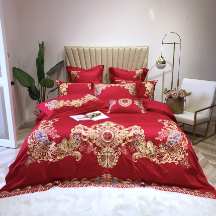 馨蕊家居 100支高端婚庆四件套多件套 华丽嫁衣