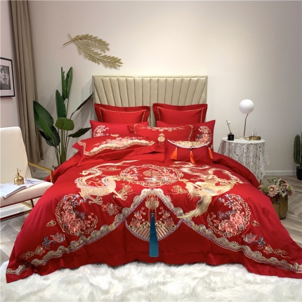 馨蕊家居 100支高端婚庆四件套多件套 荷月江山