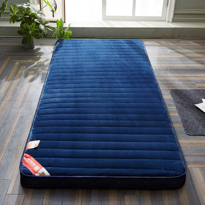 91家纺网 家纺一手货源 找家纺 欣罗兰 2022新款法莱绒床垫6cm 法莱绒蓝色