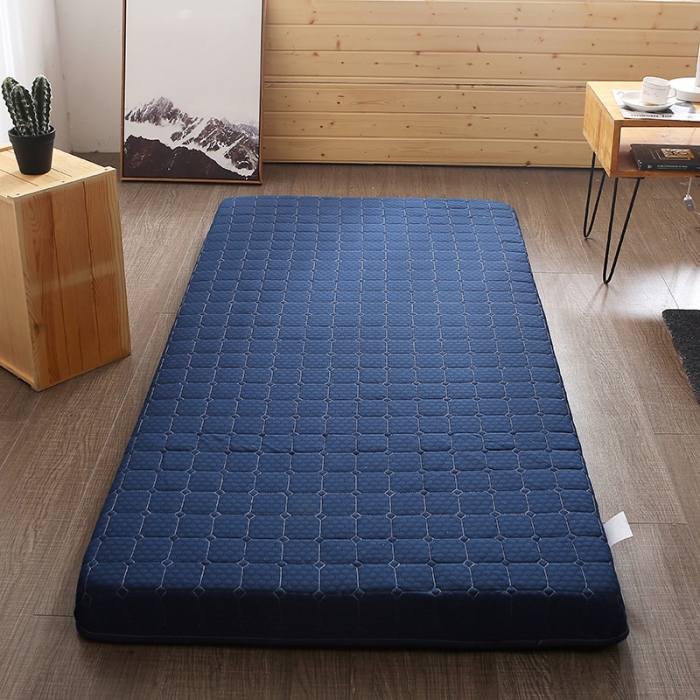 91家纺网 家纺一手货源 找家纺 欣罗兰 2022新款单边学生针织床垫 经典蓝