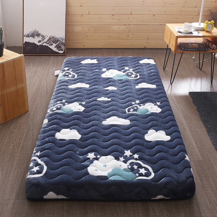 91家纺网 家纺一手货源 找家纺 欣罗兰 2022新款单边学生法莱绒床垫 云朵