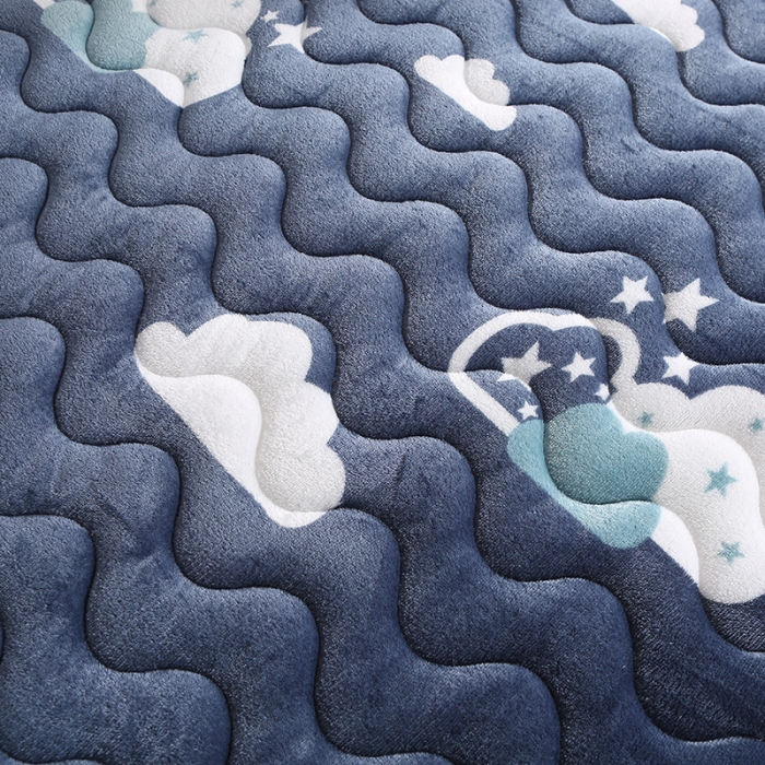 91家纺网 家纺一手货源 找家纺 欣罗兰 2022新款单边学生法莱绒床垫 云朵