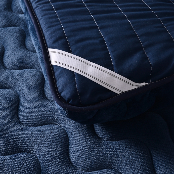 91家纺网 家纺一手货源 找家纺 欣罗兰 2022新款单边大床法莱绒床垫 经典蓝