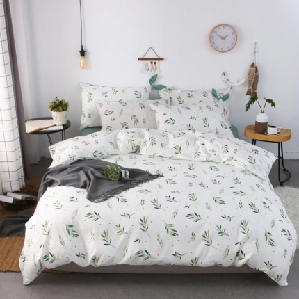 91家纺网 家纺一手货源 找家纺 一米阳光 2019纯棉小清新兔耳朵镶边套件 绿意