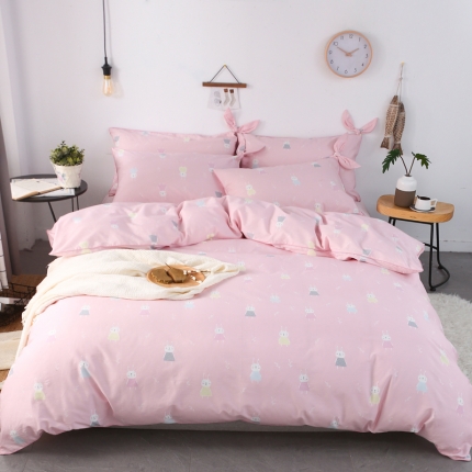 91家纺网 家纺一手货源 找家纺 （总）一米阳光 2019纯棉小清新兔耳朵镶边套件