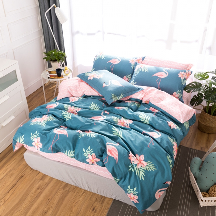 91家纺网 家纺一手货源 找家纺 一米阳光 2019新款13070新款套件傲娇小公主青色波浪款