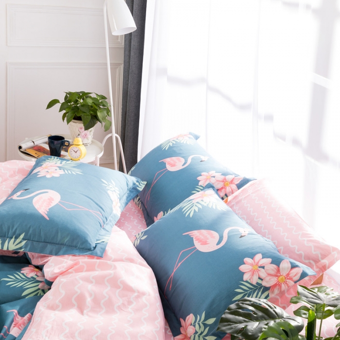 91家纺网 家纺一手货源 找家纺 一米阳光 2019新款13070新款套件傲娇小公主青色波浪款