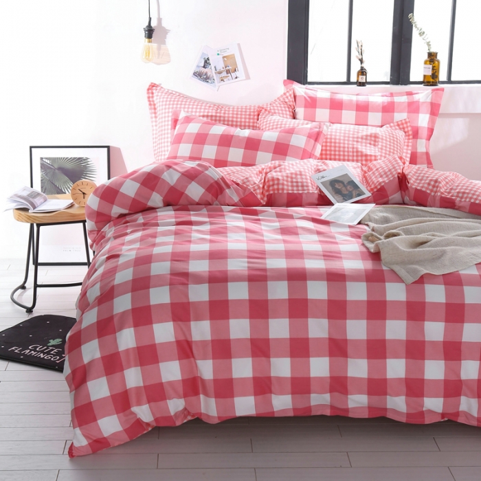 91家纺网 家纺一手货源 找家纺 一米阳光 2019新款13070新款套件 豆粉格