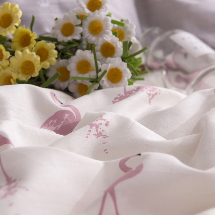 91家纺网 家纺一手货源 找家纺 一米阳光 2019新款13070新款套件 火烈鸟米白