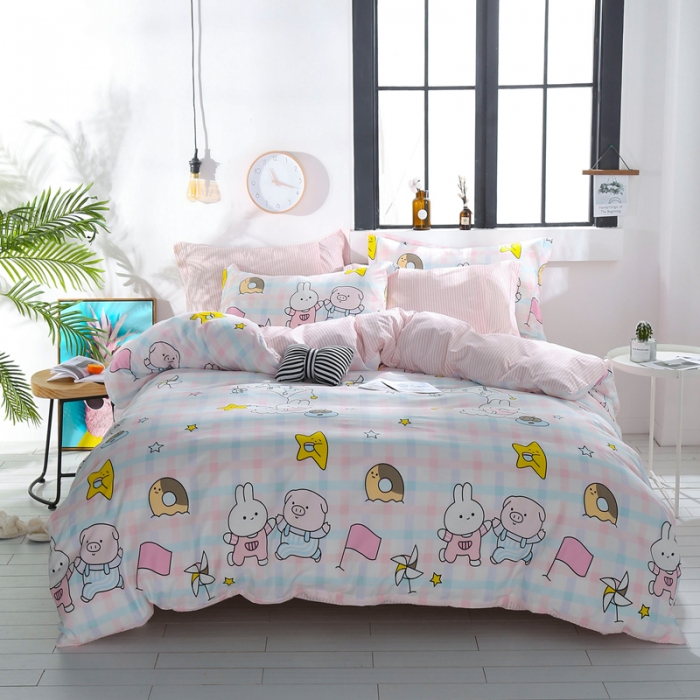 91家纺网 家纺一手货源 找家纺 一米阳光 2019新款13070新款套件 小猪小兔