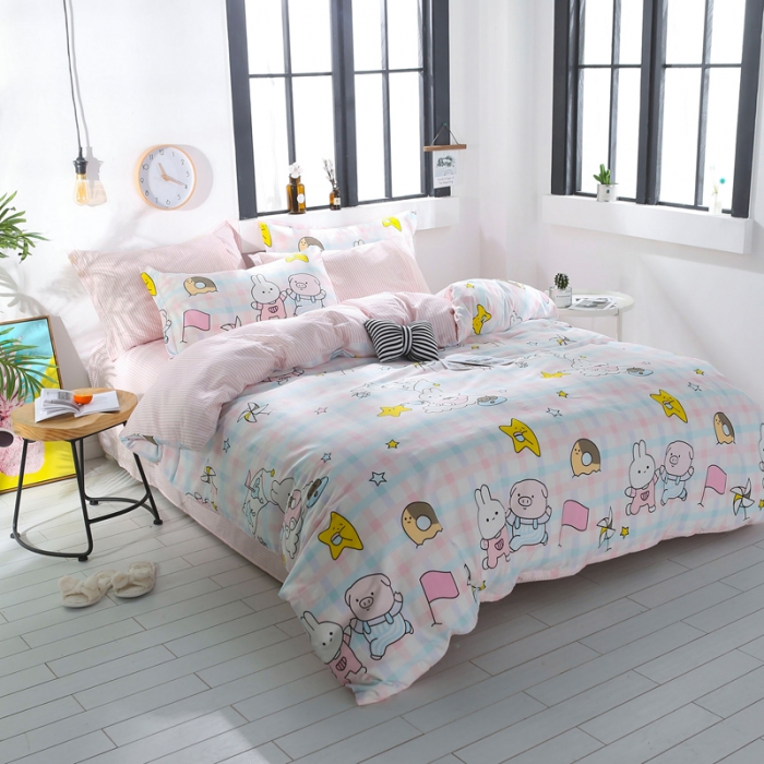 91家纺网 家纺一手货源 找家纺 一米阳光 2019新款13070新款套件 小猪小兔