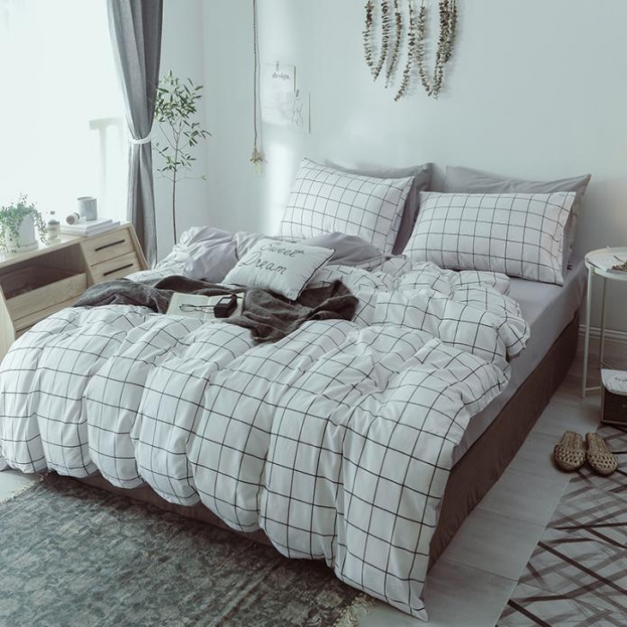 91家纺网 家纺一手货源 找家纺 一米阳光 2019新款绅士简约风套件 冷灰