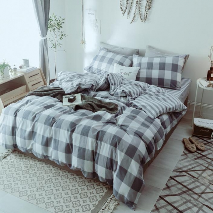 91家纺网 家纺一手货源 找家纺 一米阳光 2019新款绅士简约风套件 品格