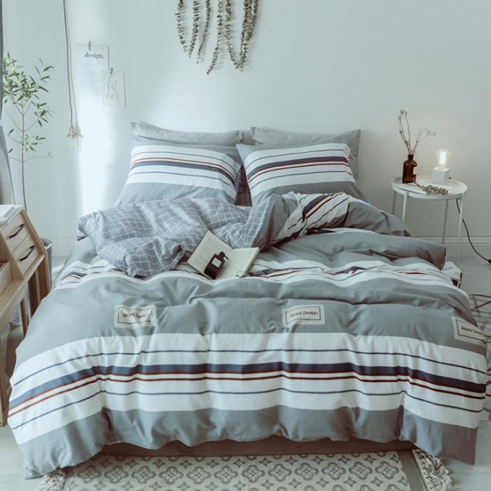 91家纺网 家纺一手货源 找家纺 一米阳光 2019新款绅士简约风套件 时尚