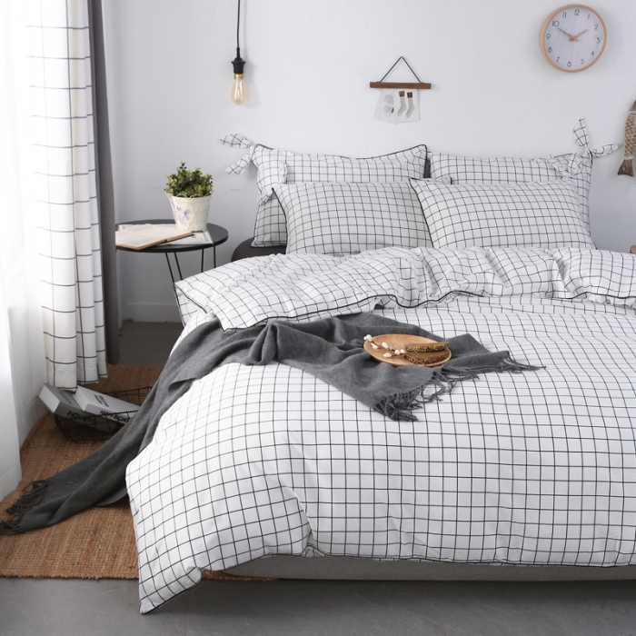 91家纺网 家纺一手货源 找家纺 一米阳光 2019纯棉小清新兔耳朵镶边套件 巴洛克