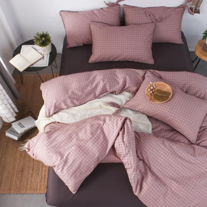 91家纺网 家纺一手货源 找家纺 一米阳光 2019纯棉小清新兔耳朵镶边套件 格艺