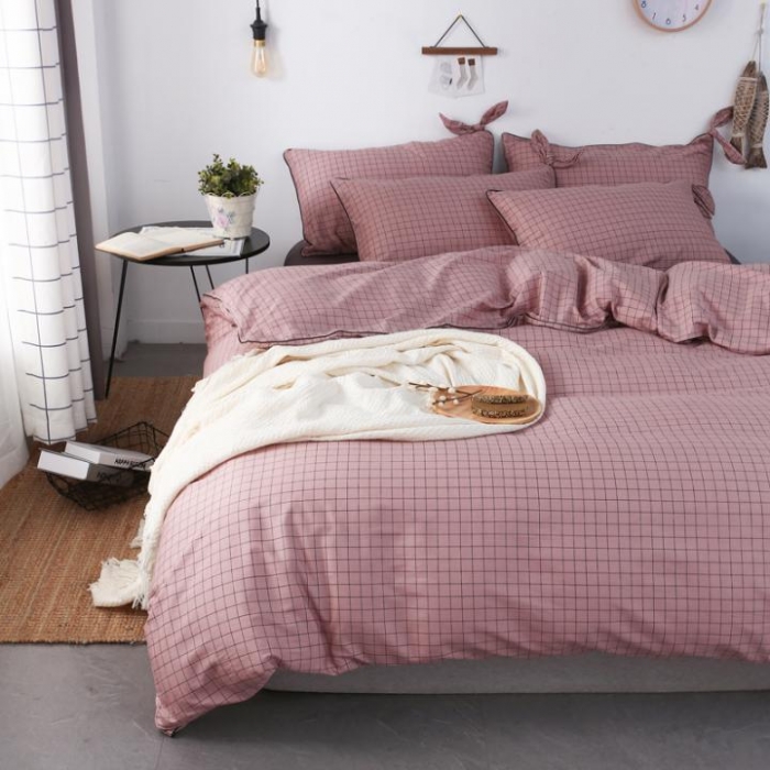 91家纺网 家纺一手货源 找家纺 一米阳光 2019纯棉小清新兔耳朵镶边套件 格艺