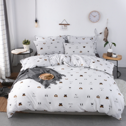 一米阳光 2019纯棉小清新兔耳朵镶边套件 好朋友