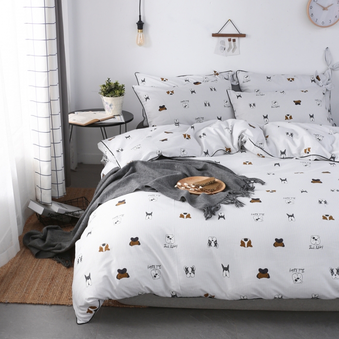 91家纺网 家纺一手货源 找家纺 一米阳光 2019纯棉小清新兔耳朵镶边套件 好朋友