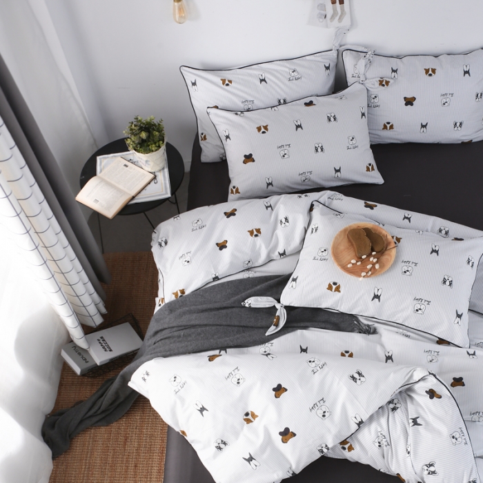 91家纺网 家纺一手货源 找家纺 一米阳光 2019纯棉小清新兔耳朵镶边套件 好朋友